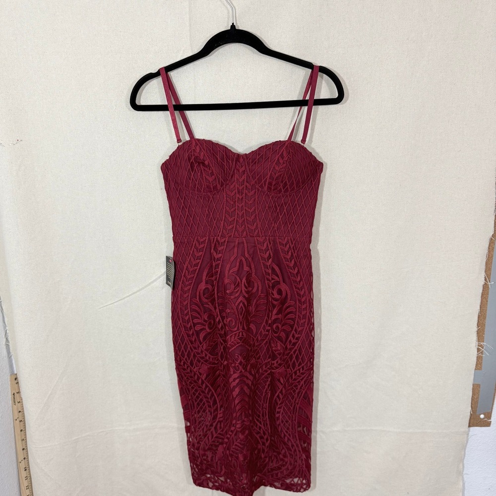 Bebe Strapless Embroidered Dress Biking Red Size 0 NWT 100446-BRD
